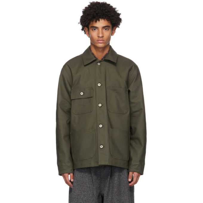 NAKED AND FAMOUS KHAKI CANVAS CHORE COAT