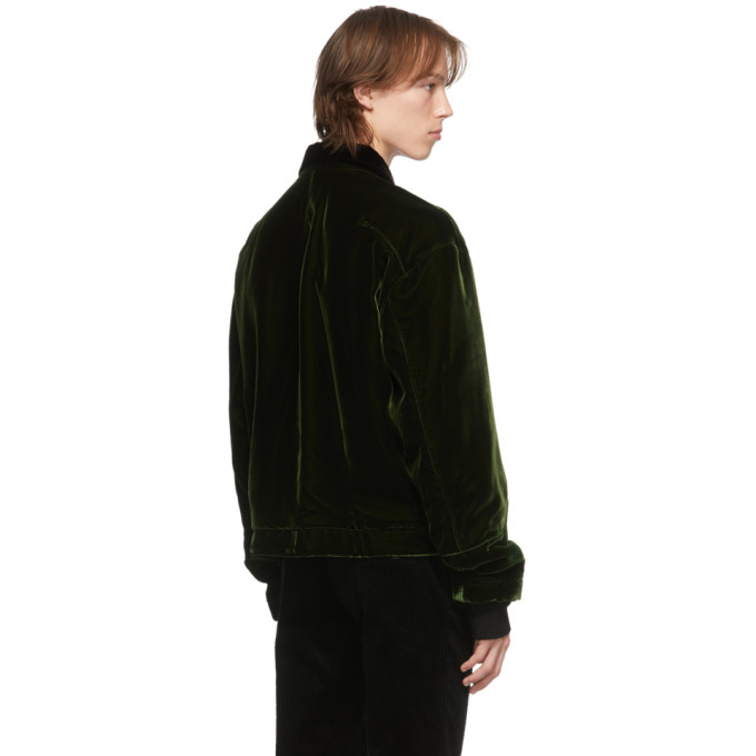 HAIDER ACKERMANN HAIDER ACKERMANN REVERSIBLE GREEN AND BLACK VELVET BOMBER JACKET