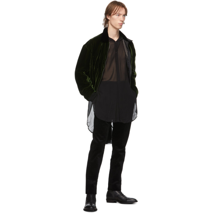 HAIDER ACKERMANN HAIDER ACKERMANN REVERSIBLE GREEN AND BLACK VELVET BOMBER JACKET