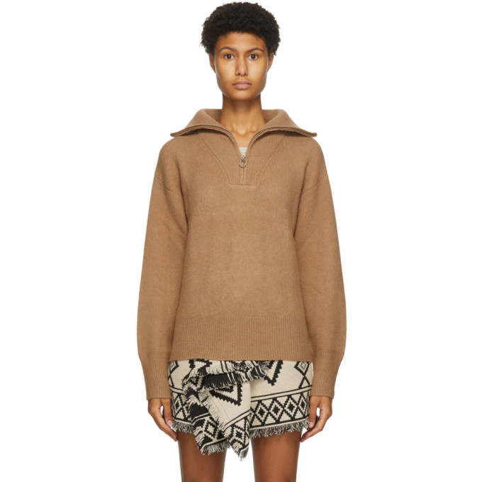 Isabel Marant Etoile Beige Wool Fancy Half-Zip Sweater