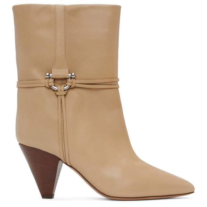 Isabel Marant Beige Leather Lilet Ankle Boots