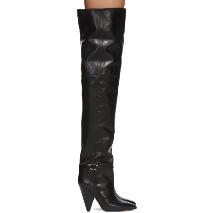 Isabel Marant Black Leather Lage Tall Boots
