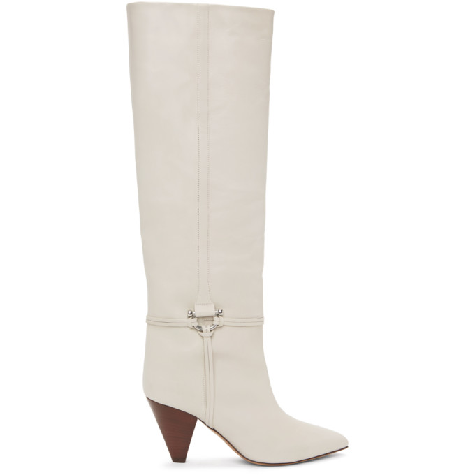 Isabel Marant Off-White Leather Learl Tall Boots