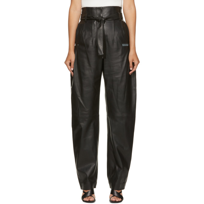 high waisted leather paperbag trousers