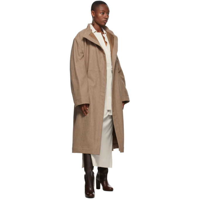 LEMAIRE LEMAIRE BEIGE WOOL WRAPOVER COAT