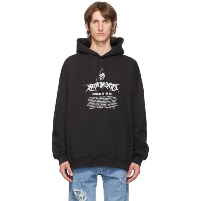 VETEMENTS BLACK WASHED WORLD TOUR HOODIE