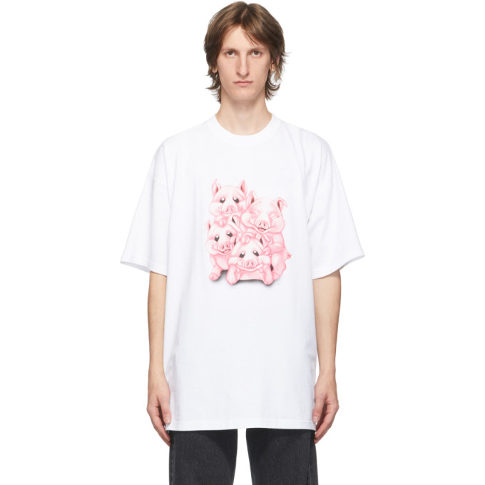 VETEMENTS VETEMENTS WHITE NAUGHTY PIGS T-SHIRT