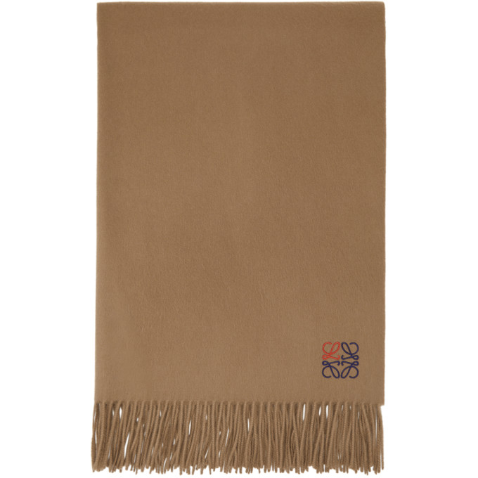 Loewe Tan Cashmere Anagram Scarf