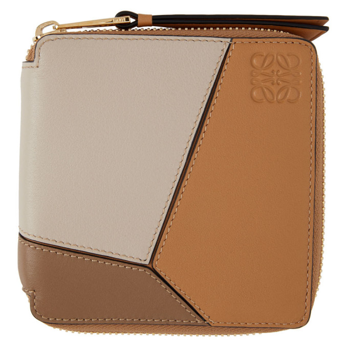 Loewe Taupe Puzzle Square Zip Wallet