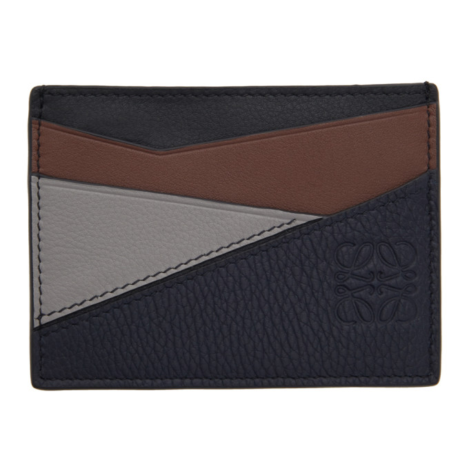 Loewe Navy and Brown Puzzle Card Holder