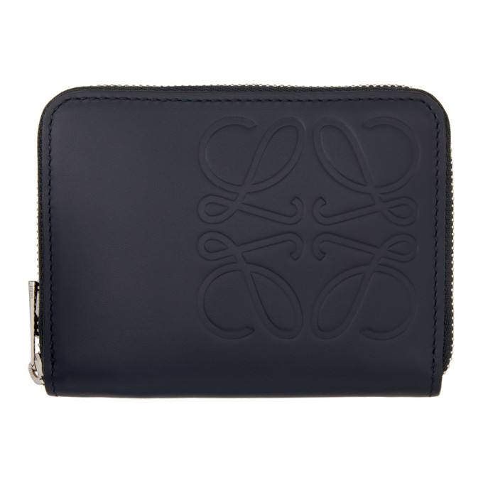 Loewe Navy Brand Zip Six Card Holder