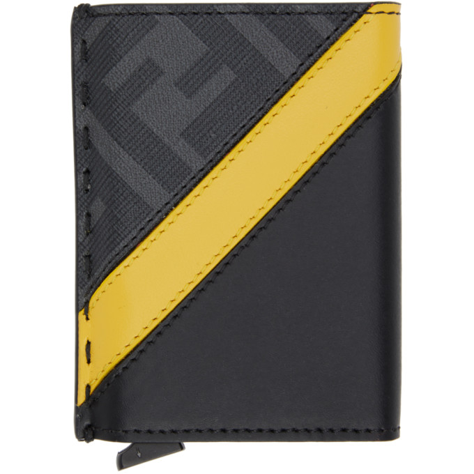 Fendi Black and Yellow Forever Fendi Slide Out Card Holder