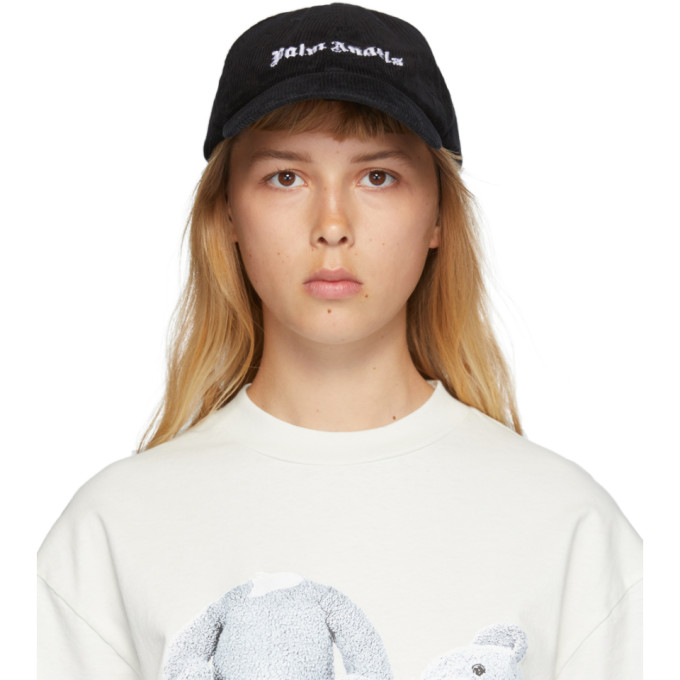 Click to view more detailed imagery on our partner's website Palm Angels Corduroy Classic Logo Cap In Black/white