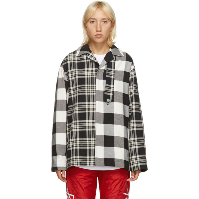 Palm Angels Palm Angels Black and White Patchwork Jacket
