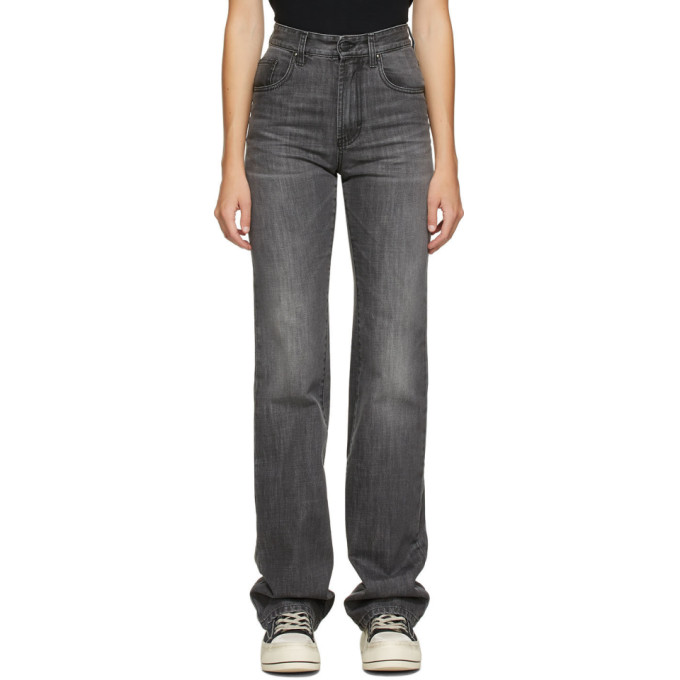 Click to view more detailed imagery on our partner's website Palm Angels Faded Flared Jeans In Grey In Dk Grey