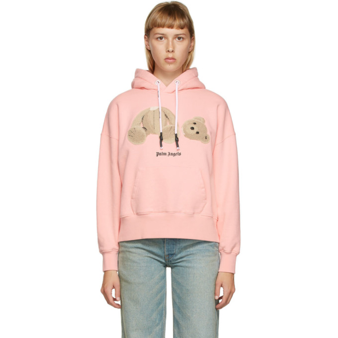 Click to view more detailed imagery on our partner's website Palm Angels Bear Cotton Jersey Hoodie In Pink/brown