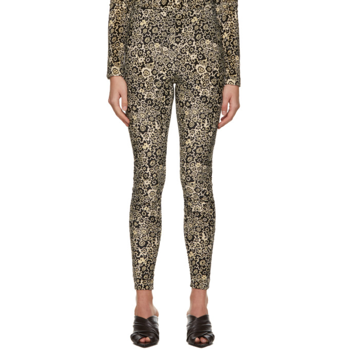 Rosetta Getty Brown Velvet Printed Leggings