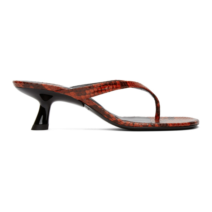 Simon Miller Red Lizard Beep Thong Heeled Sandals