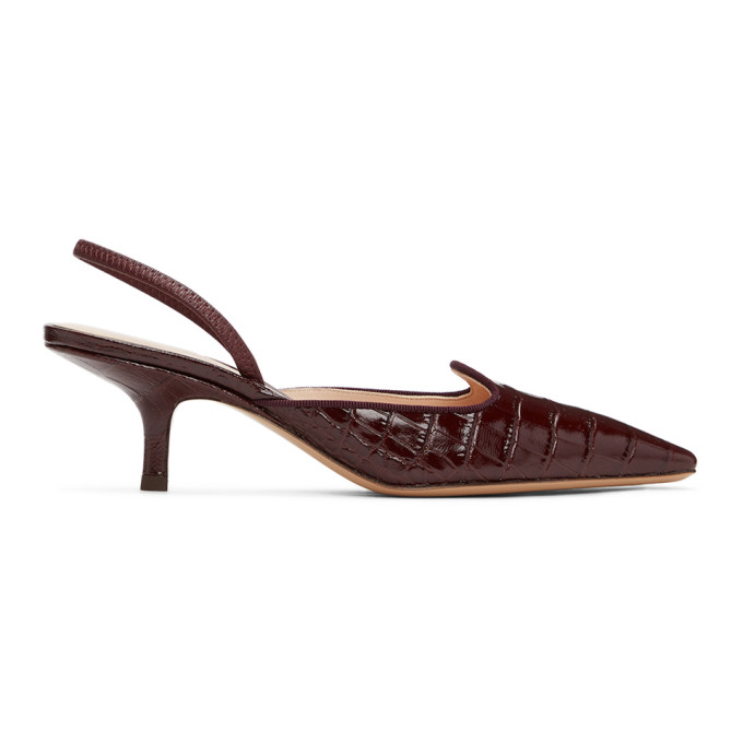 Brock Collection Burgundy Croc Slingback Heels