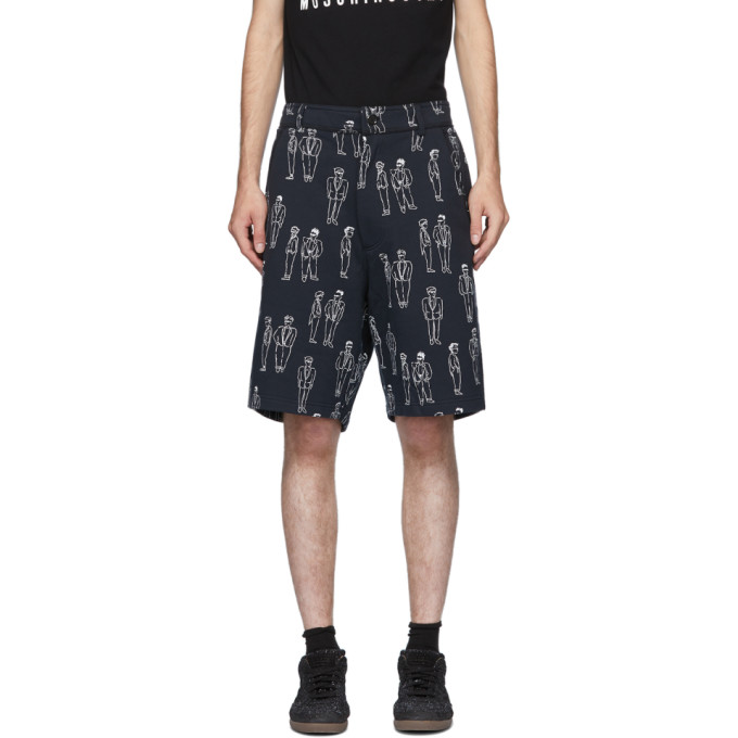 Moschino Navy Fantasy Print Suited Man Shorts