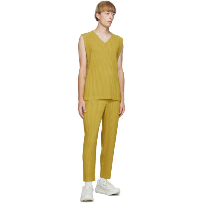 ISSEY MIYAKE HOMME PLISSE ISSEY MIYAKE YELLOW COLORFUL PLEATS TROUSERS