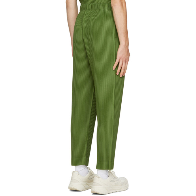 ISSEY MIYAKE HOMME PLISSE ISSEY MIYAKE GREEN COLORFUL PLEATS TROUSERS