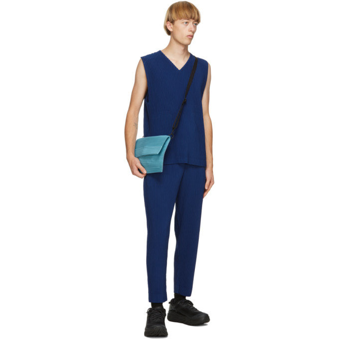 ISSEY MIYAKE HOMME PLISSE ISSEY MIYAKE BLUE COLORFUL PLEATS TROUSERS