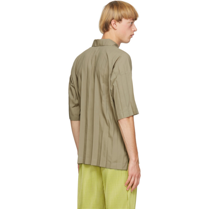 ISSEY MIYAKE HOMME PLISSE ISSEY MIYAKE KHAKI EDGE SHORT SLEEVE SHIRT