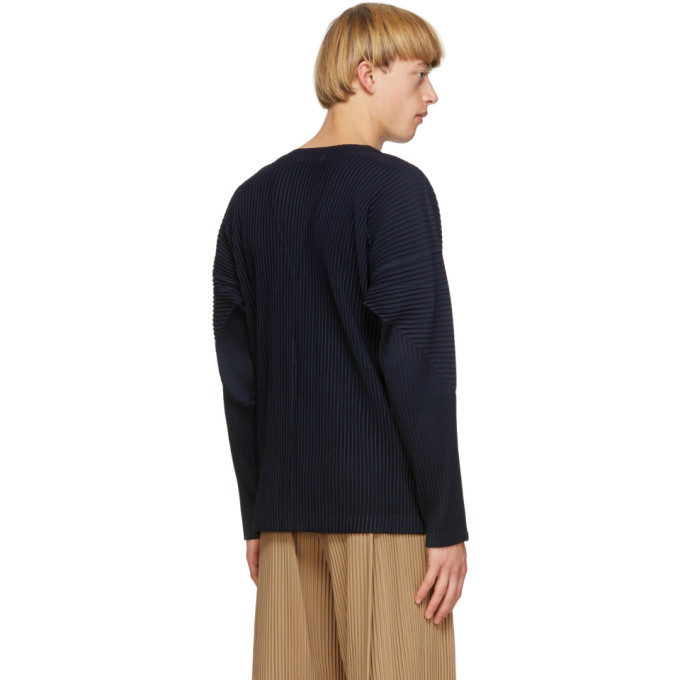 ISSEY MIYAKE HOMME PLISSE ISSEY MIYAKE NAVY BASICS CARDIGAN