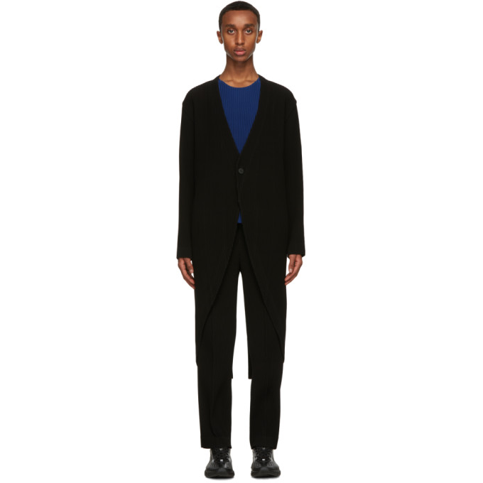 Homme Plisse Issey Miyake Black Long Tuxedo Pleats Blazer