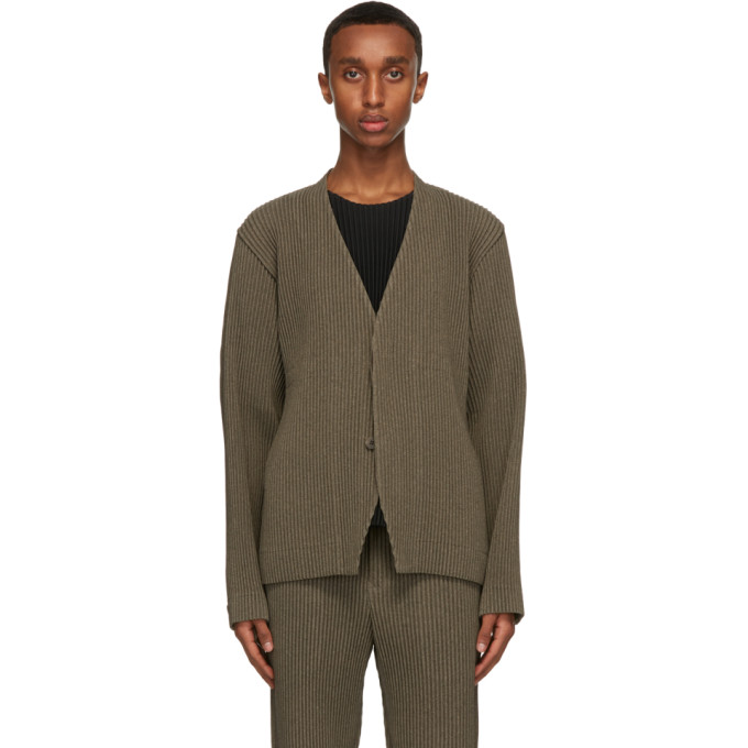 Homme Plisse Issey Miyake Brown Light Wool-Like Cardigan