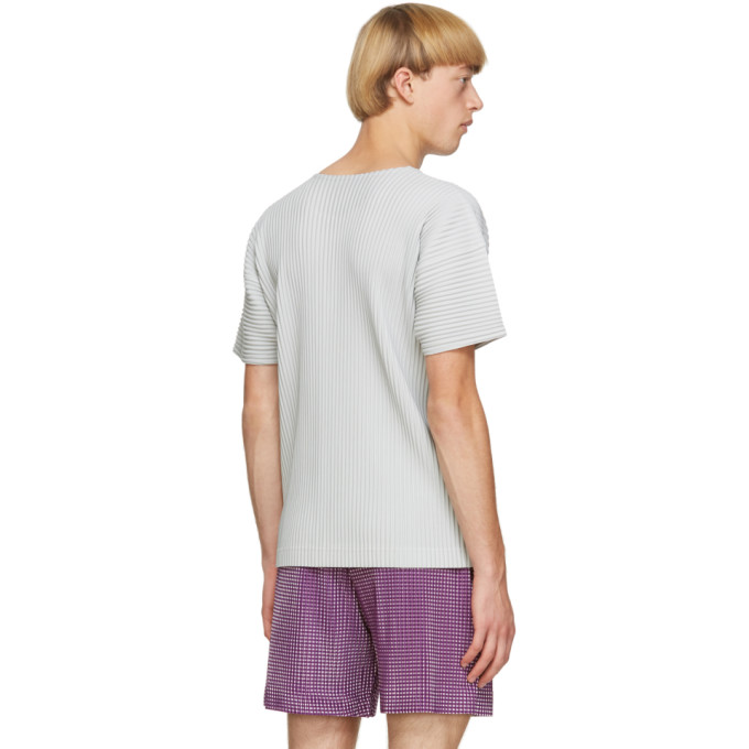 ISSEY MIYAKE HOMME PLISSE ISSEY MIYAKE GREY CREWNECK T-SHIRT