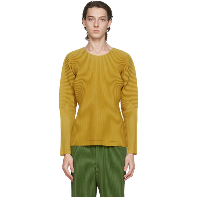 Homme Plisse Issey Miyake Yellow A-POC Long Sleeve T-Shirt