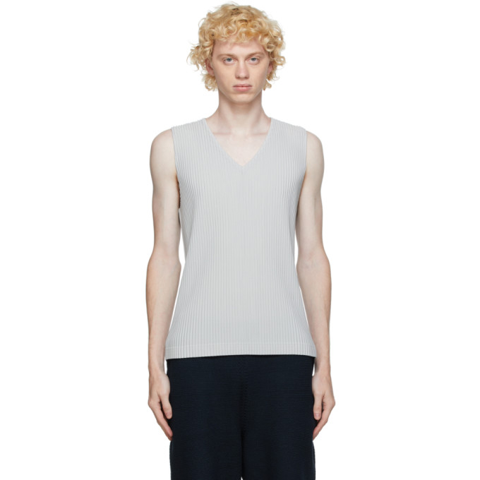 Homme Plisse Issey Miyake Grey Basic Tank Top