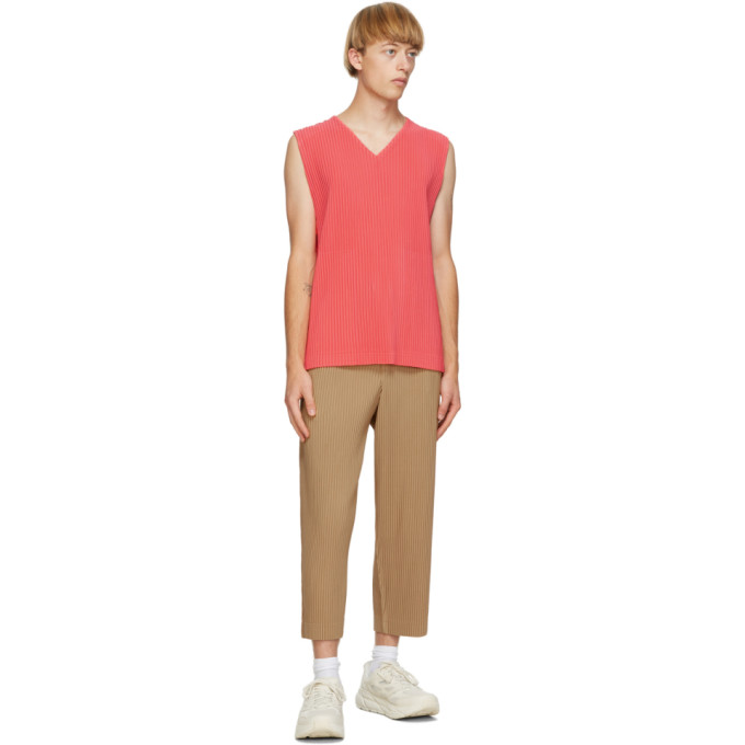 ISSEY MIYAKE HOMME PLISSE ISSEY MIYAKE PINK COLORFUL PLEATS TANK TOP