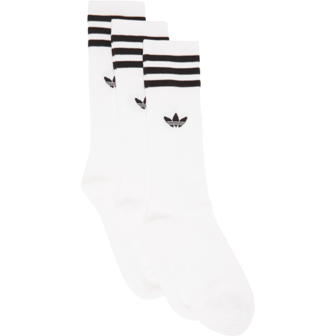 adidas Originals Three Pack White Solid Crew Socks 202751M22004503