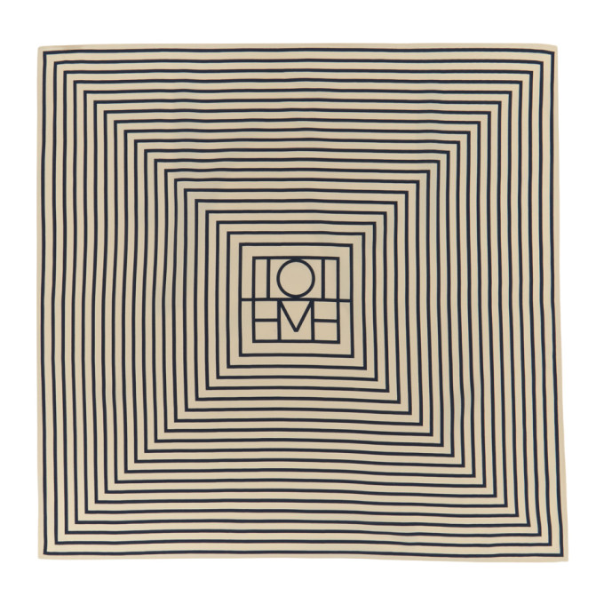 TOTÊME OFF-WHITE & NAVY SILK SAN REMO SCARF