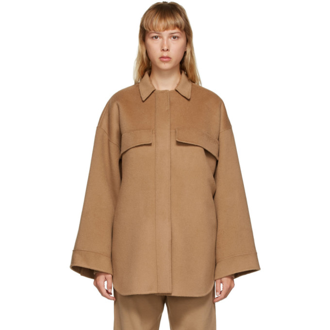 Toteme Toteme SSENSE Exclusive Beige Wool Tavola Shirt Jacket