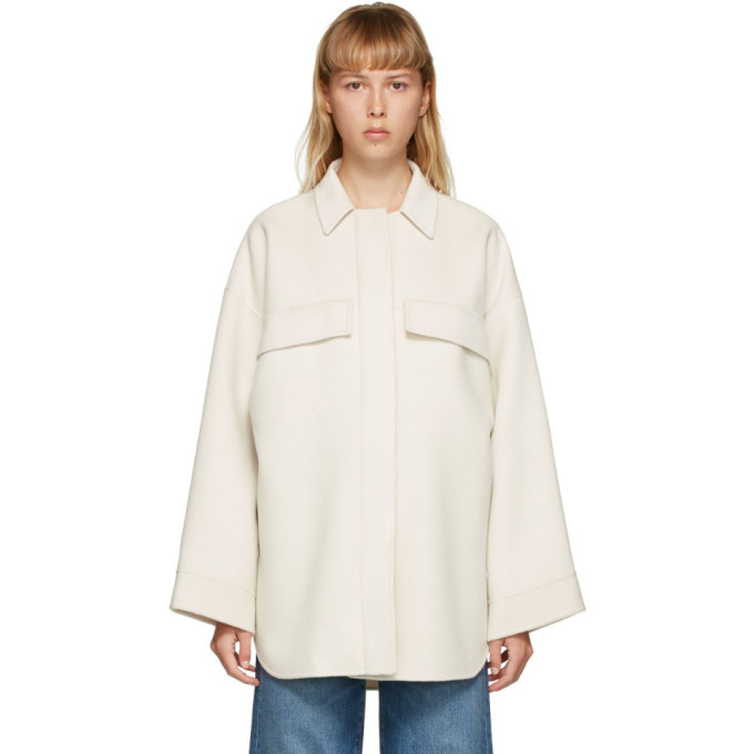 Toteme Toteme SSENSE Exclusive White Wool Tavola Shirt Jacket