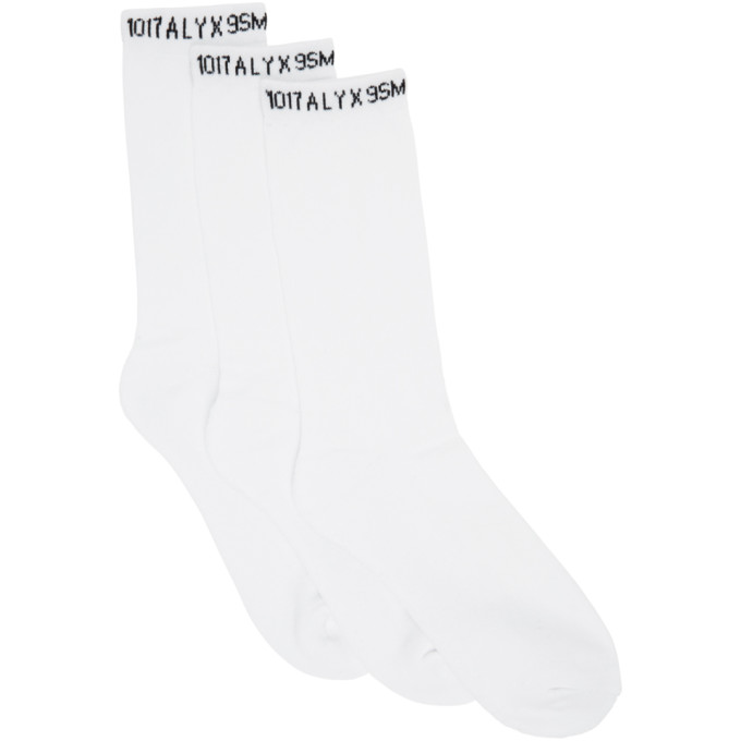 1017 ALYX 9SM Three Pack White Logo Socks 202776F07606101