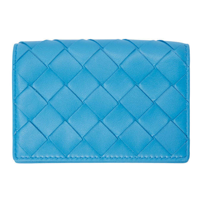 Bottega Veneta Blue Intrecciato Flap Card Holder