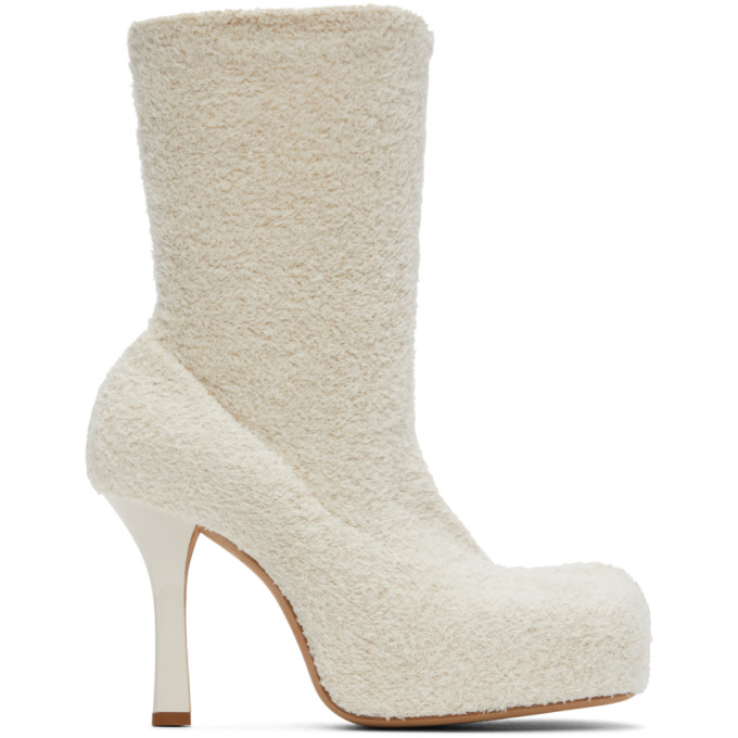 Bottega Veneta Off-White Knit The Bold Boots