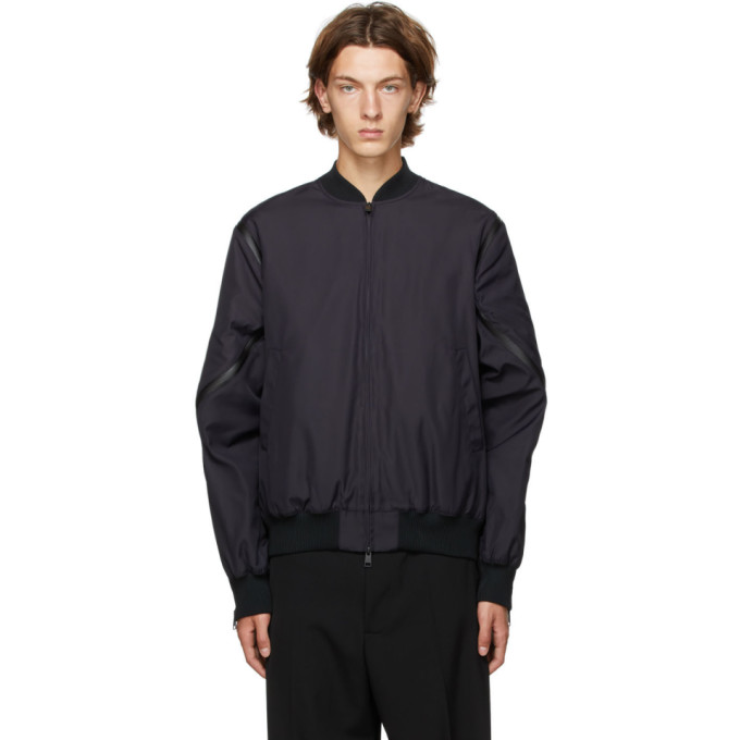 Bottega Veneta Black Nylon Canvas Bomber Jacket