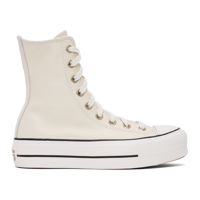 Converse Off-White Leather Chuck Lift High Sneakers