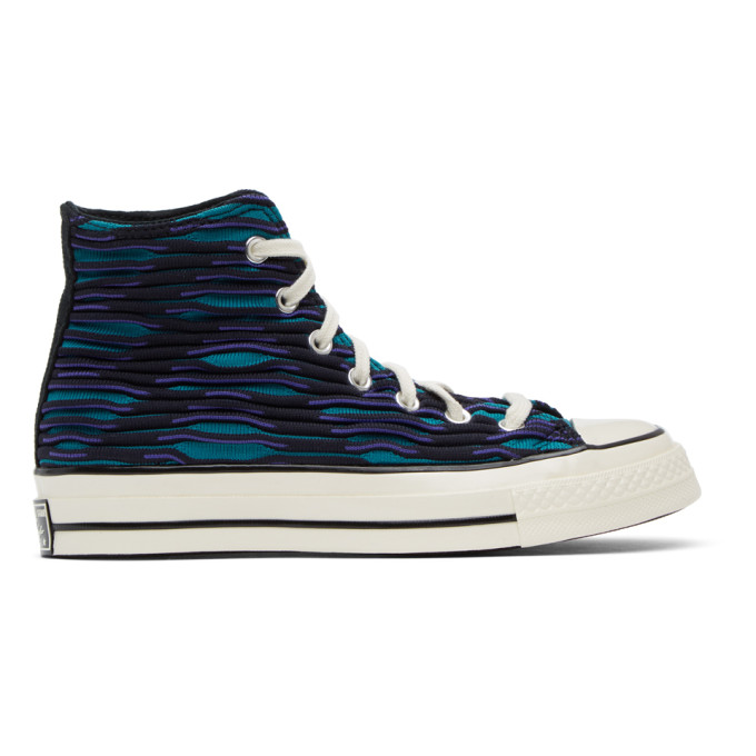 Converse Blue and Purple Wavy Knit Chuck 70 High Sneakers