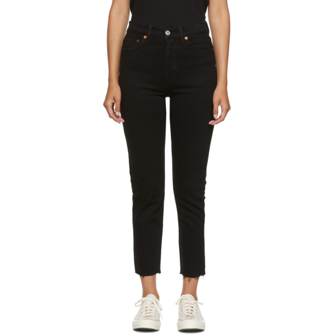 redone high rise ankle crop black