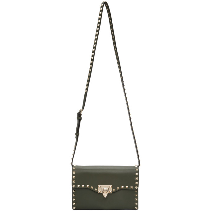 Valentino Garavani Khaki Small Rockstud Bag In Olive Green