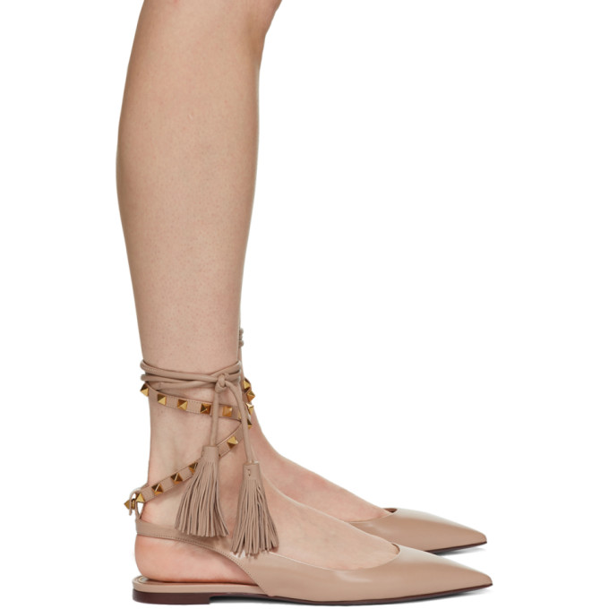 Valentino Garavani Pink  Fringe Ballerina Flats In Gf9 Rose