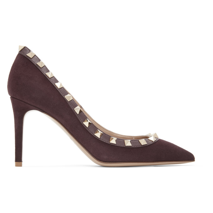 Valentino Garavani Burgundy Suede Rockstud 85 Heels In 57x Mlfcnt