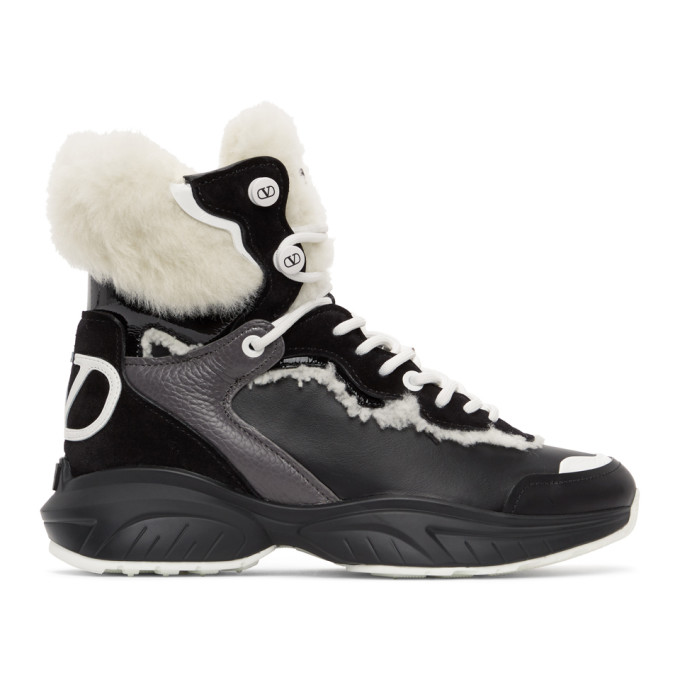 Valentino Garavani Black & White  Vlogo High-top Sneakers In 0ni Blk/whi